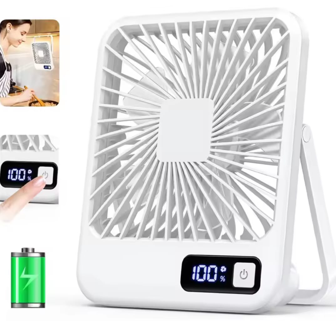2025 New 3-in-1 Portable Rechargeable Fan | Table, Handheld and Hanging Use | 180° Adjustable Head