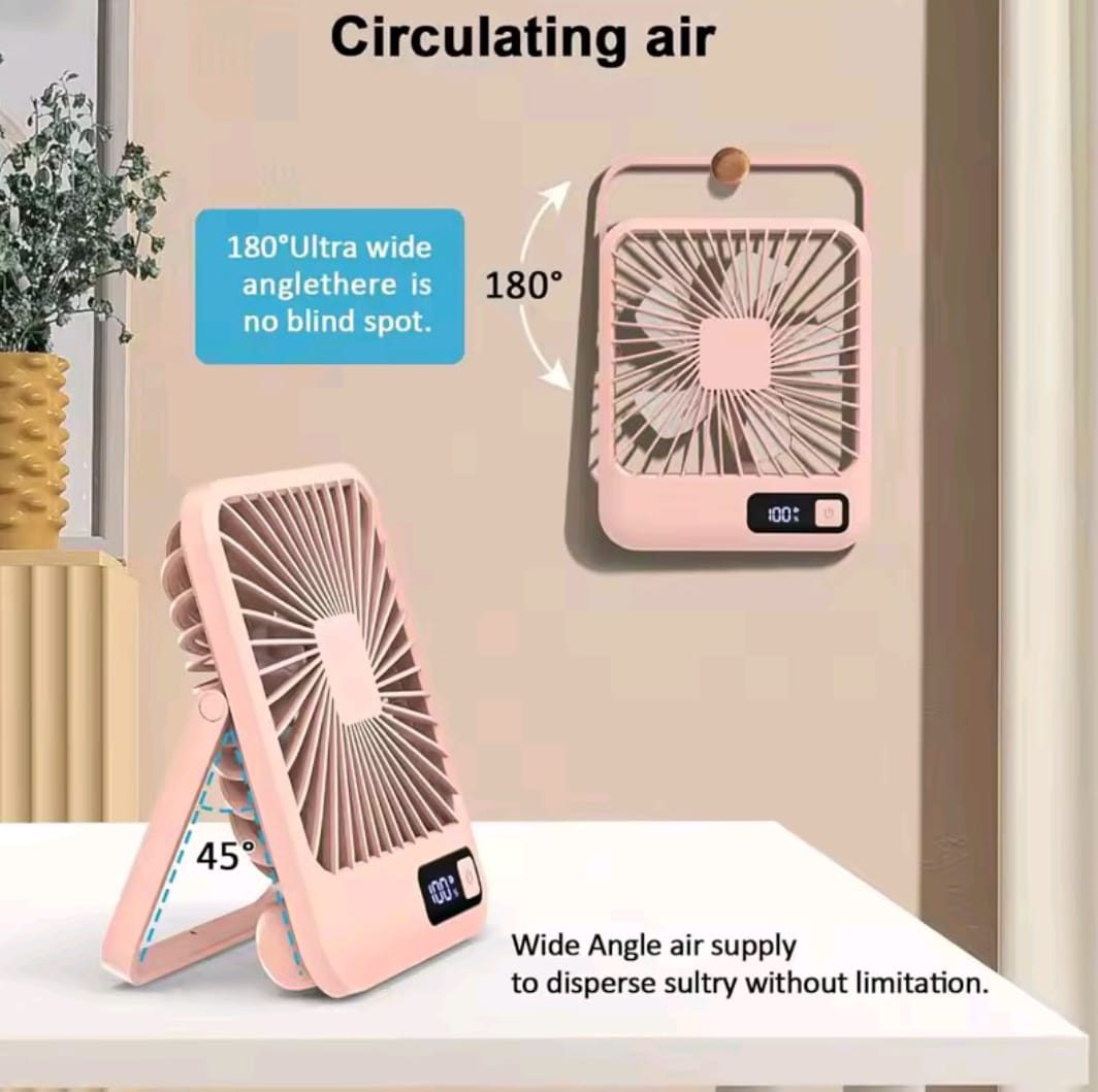 2025 New 3-in-1 Portable Rechargeable Fan | Table, Handheld and Hanging Use | 180° Adjustable Head