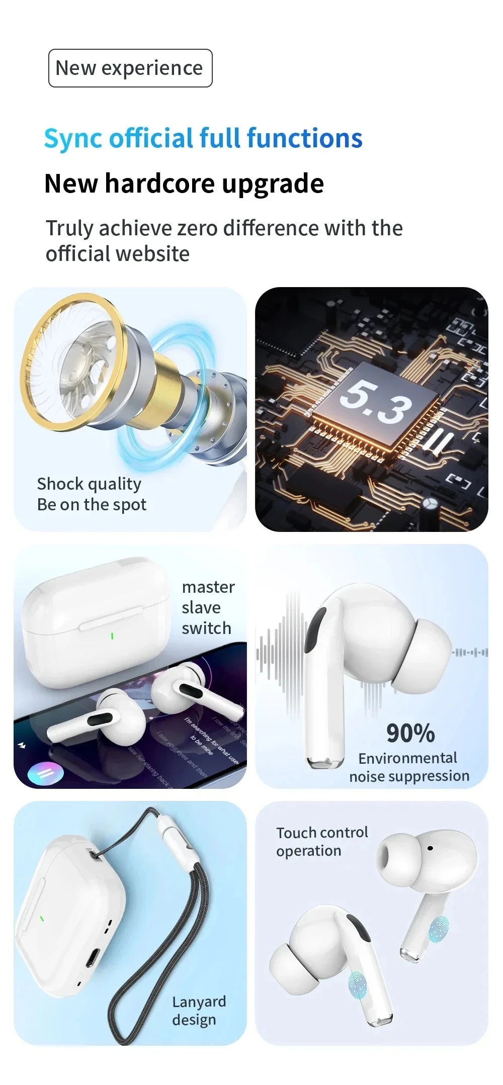 Original Pro 5 TWS Max Bluetooth Headphones – iPhone and Android Compatible, Wireless In-Ear with Charging Box