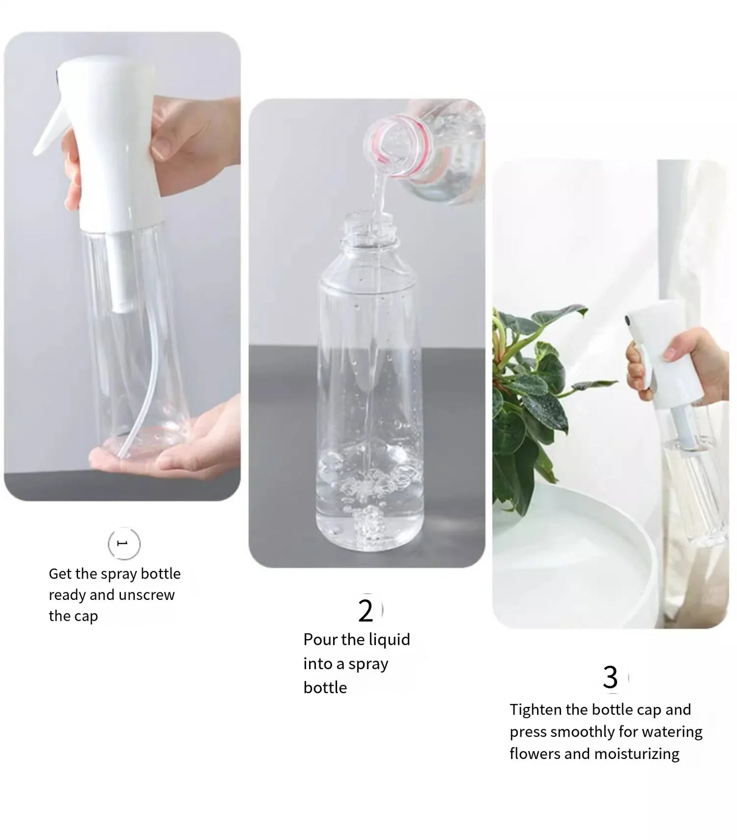High Pressure Continuous Spray Bottle – Fine Mist, One-Touch Spray, Refillable Water Bottle