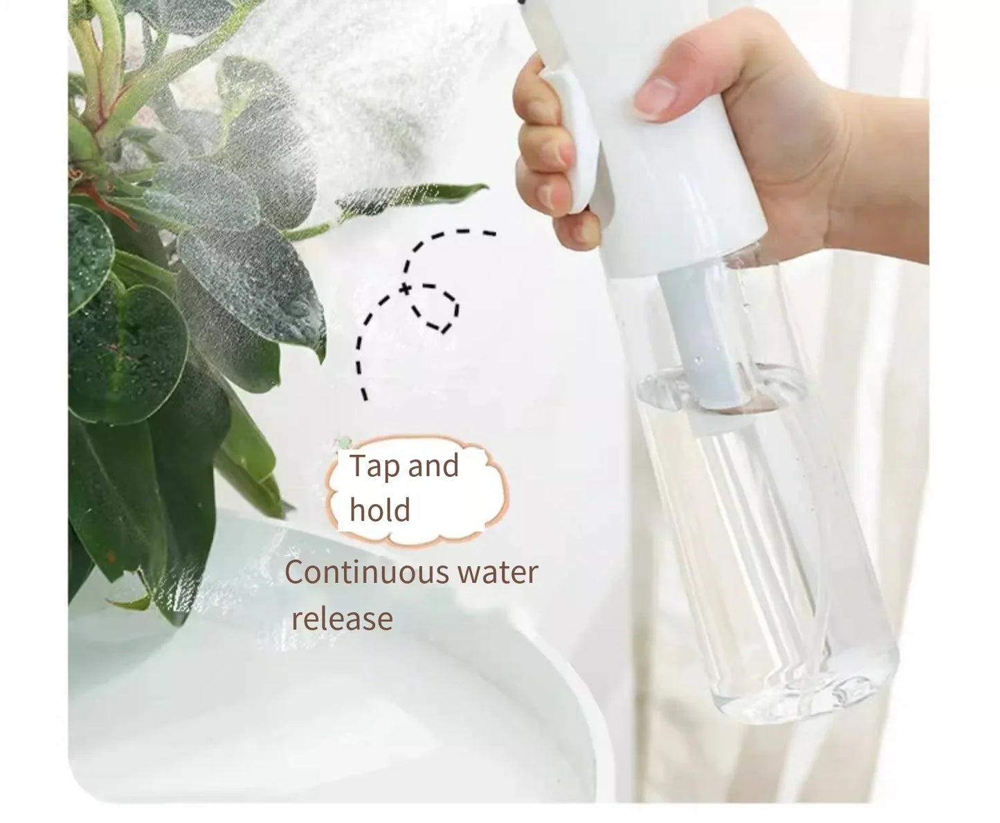 High Pressure Continuous Spray Bottle – Fine Mist, One-Touch Spray, Refillable Water Bottle