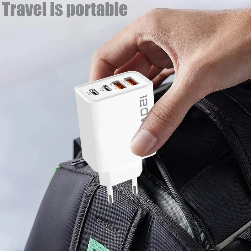 120W Type-C + USB Charging Head – Fast, Powerful and Charge 4 Devices Simultaneously!