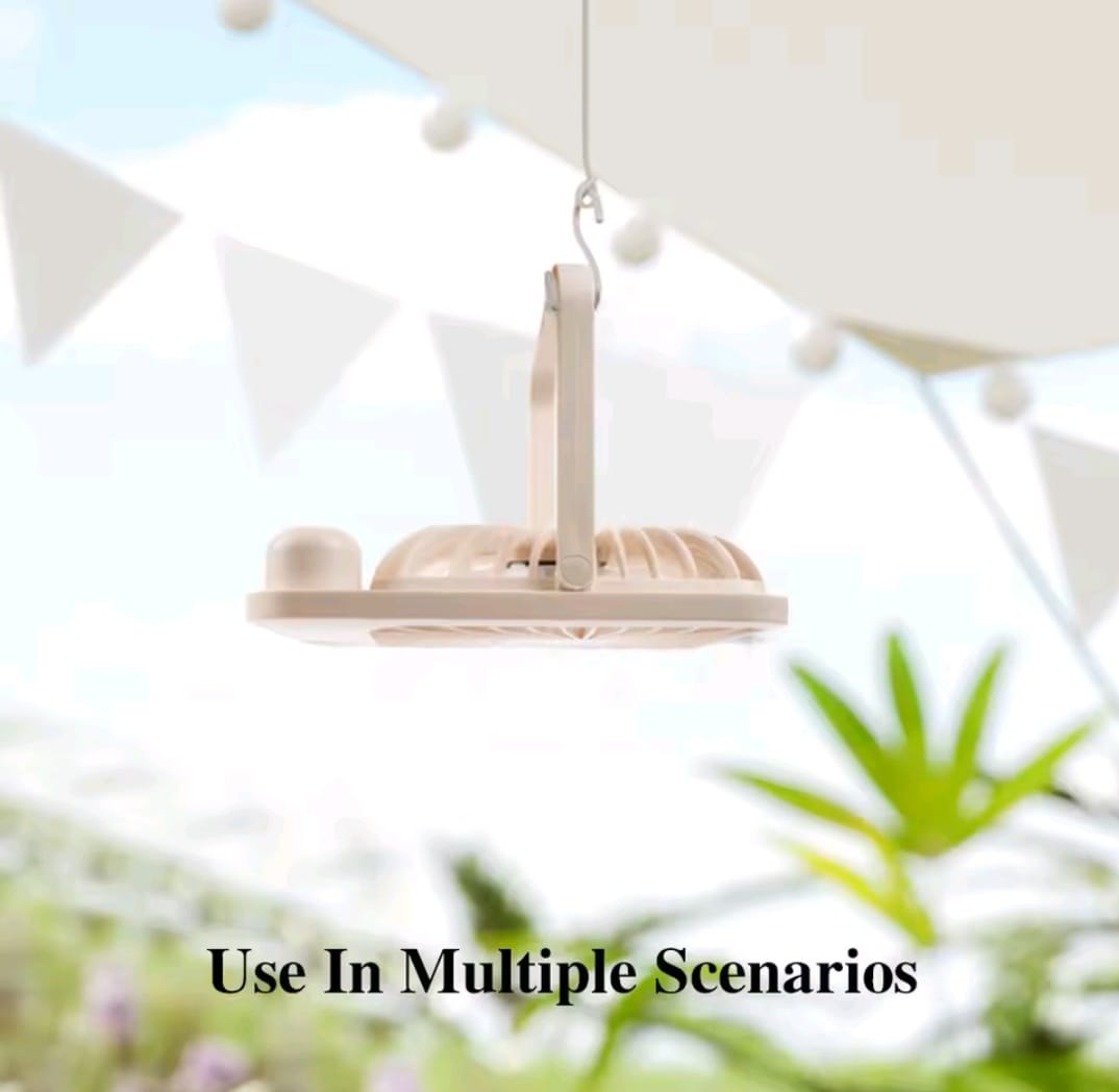 2025 New 3-in-1 Portable Rechargeable Fan | Table, Handheld and Hanging Use | 180° Adjustable Head